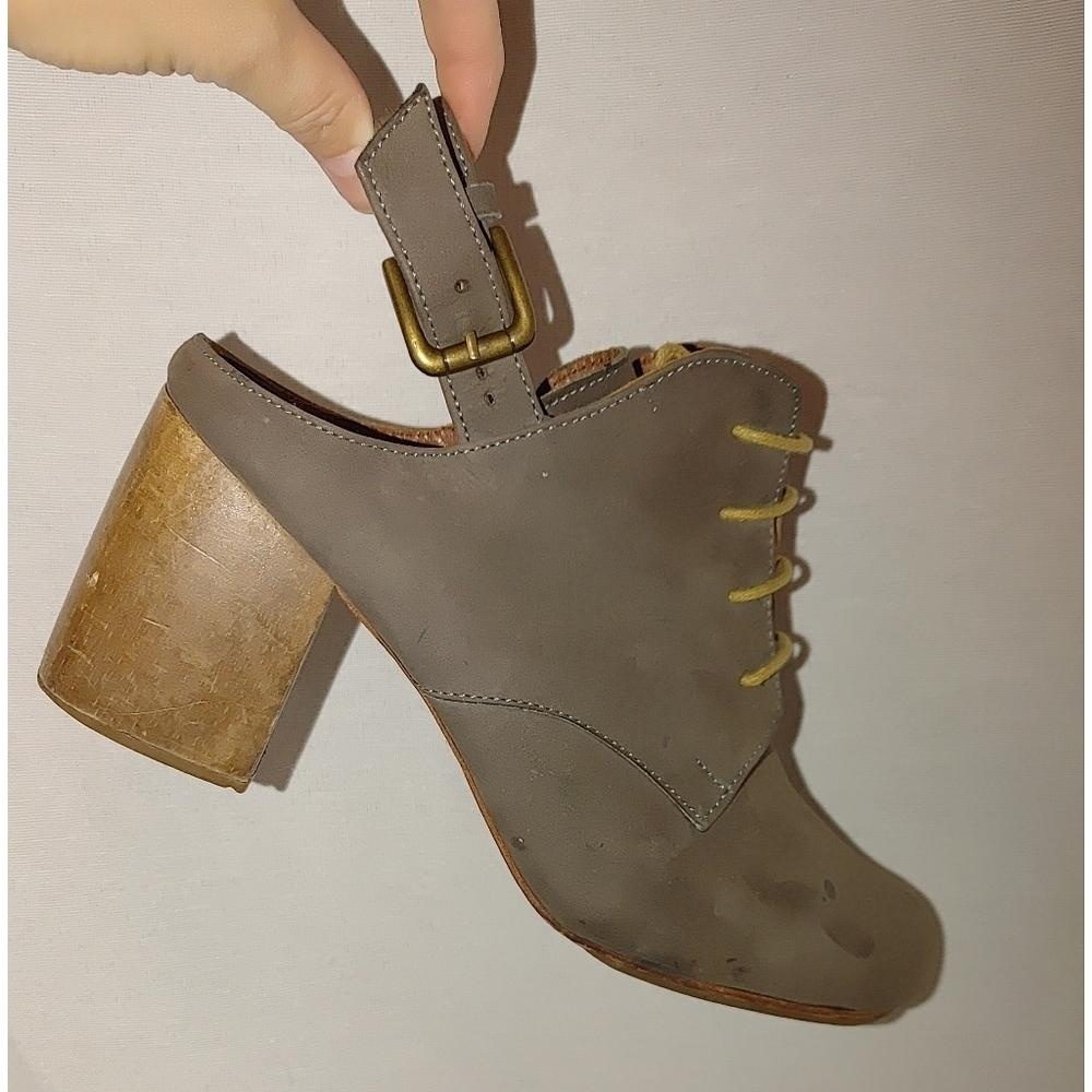 Rachel Comey Lace Up Sling Back Leather Wooden Block Heel Round Toe Mule 8.5 - Picture 1 of 14